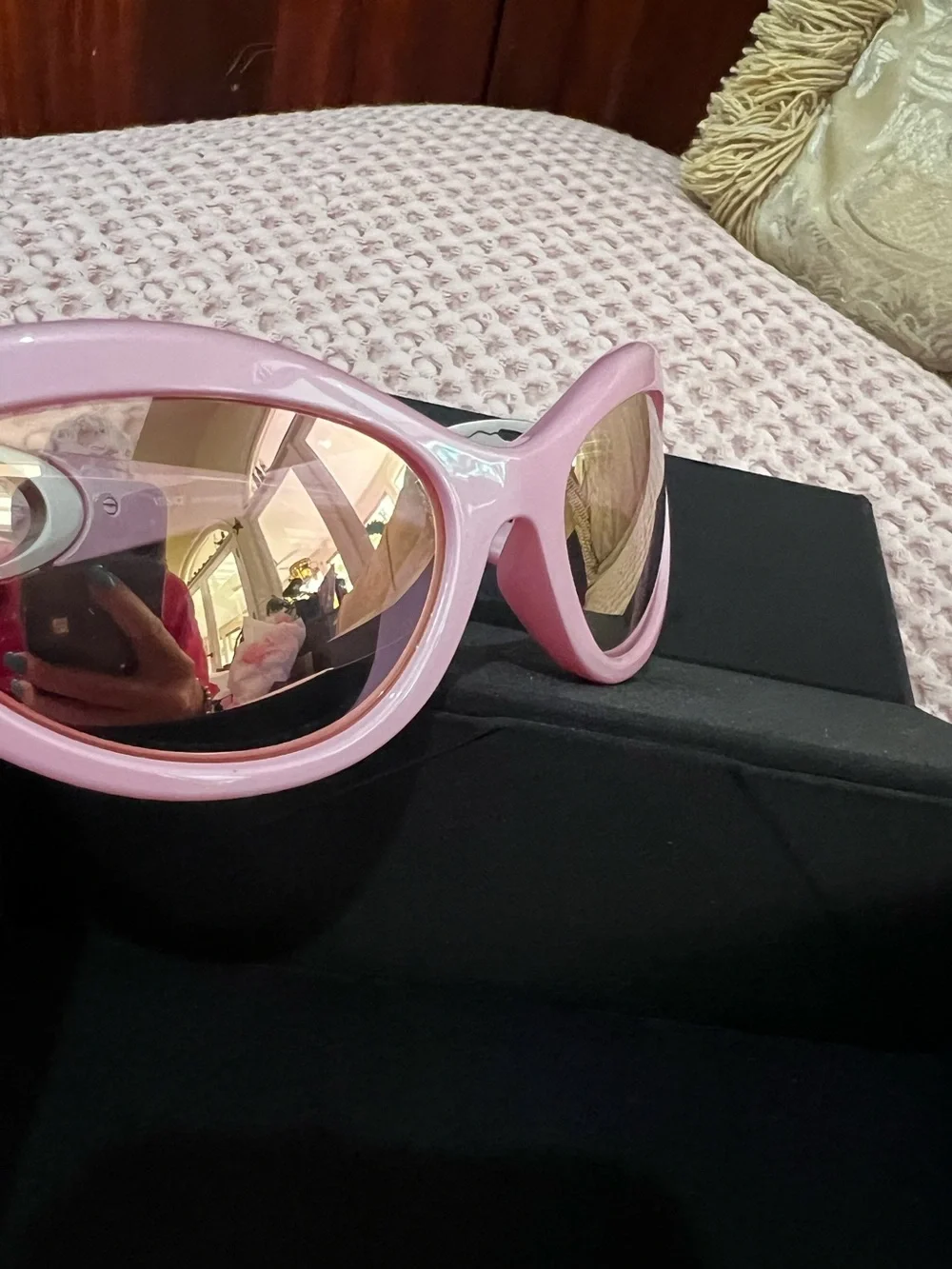 Versace VE4485 Pink Rose Gold Mirror Cat Eye Sunglasses 59mm New